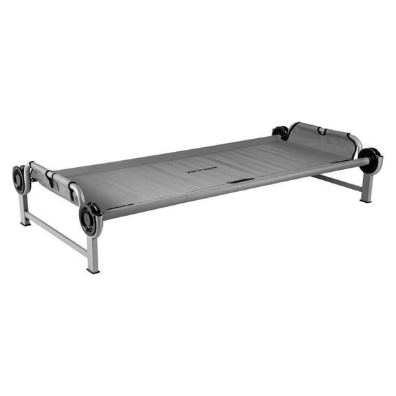 Disc-O-Bed Youth Single Cot Kid-O-Bed, Portable Bunk with Travel Carry Bag, Grey