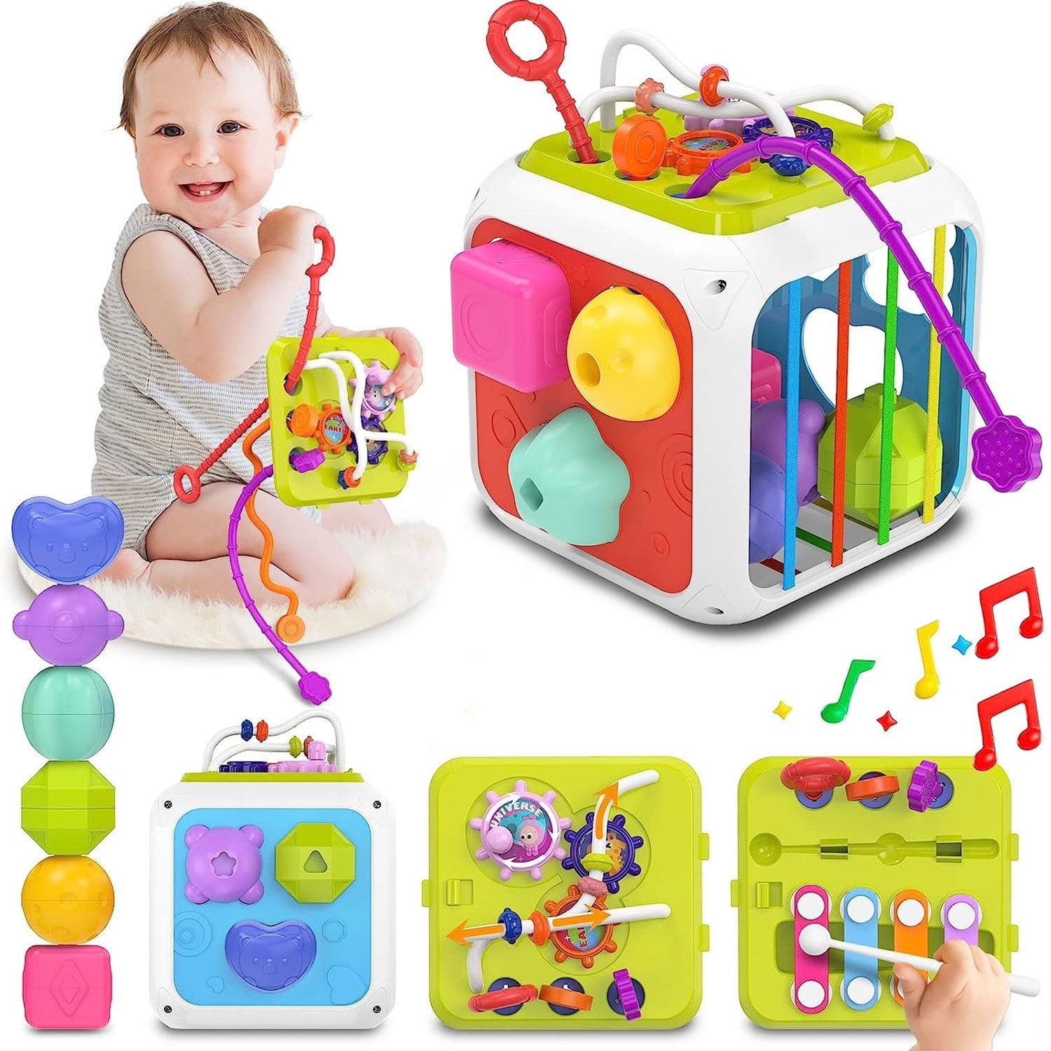 Kid Odyssey 7-in-1 Baby Sensory Montessori Toys for 1 Year Old, Toddler ...