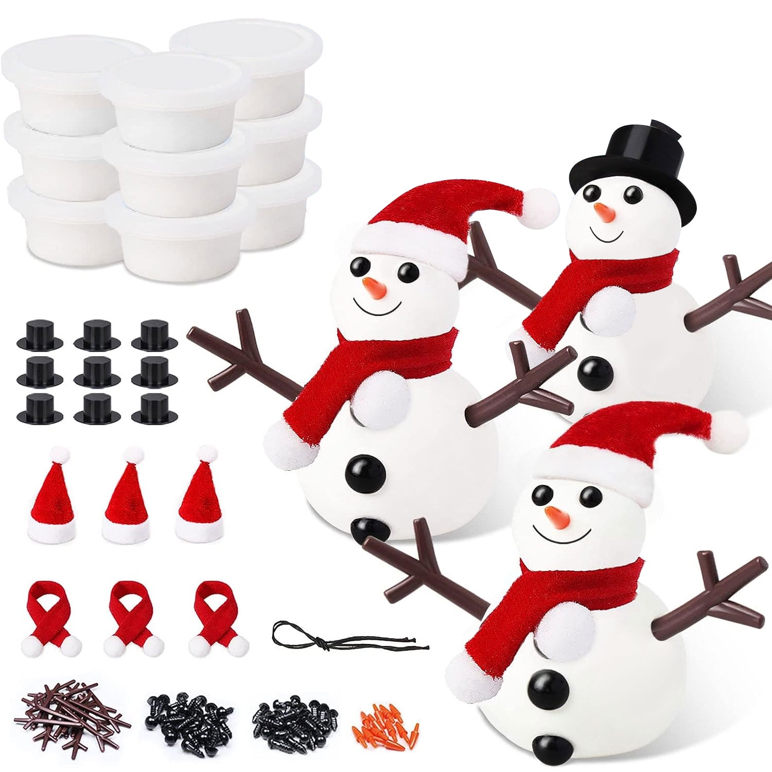 Syhood 16 Set Build a Snowman Kit Snowman Crafts for Kids Christmas Snowman  DIY Kit Outdoor Air Dry Clay Snowman Decorating Making Kit for Winter  Holiday Activities Party Decoration Xmas Gifts 