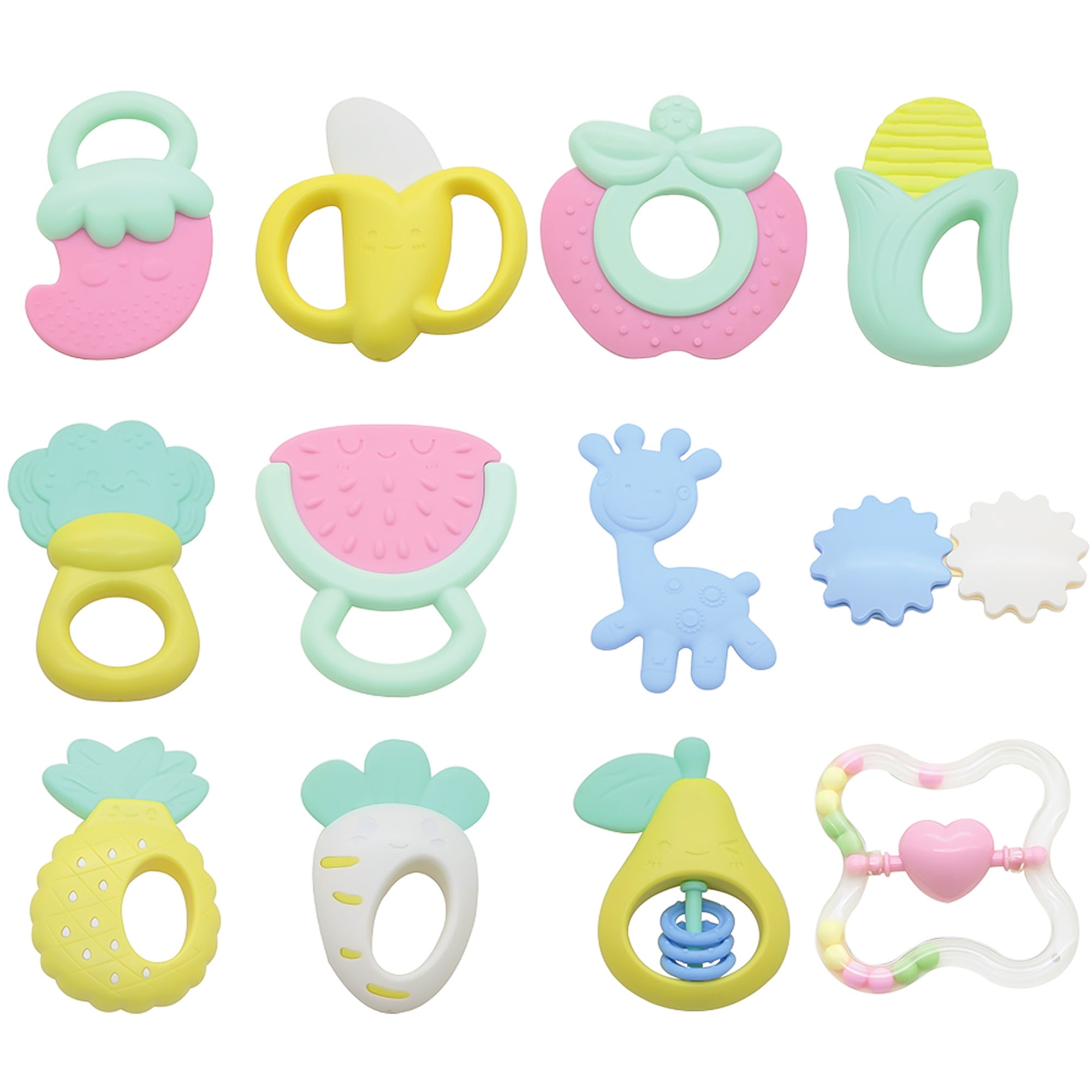 Kid Odyssey Baby Rattles Toys Set 12pcs Newborn Baby Teethers Toys 3-6 Months Infant Developmental Sensory