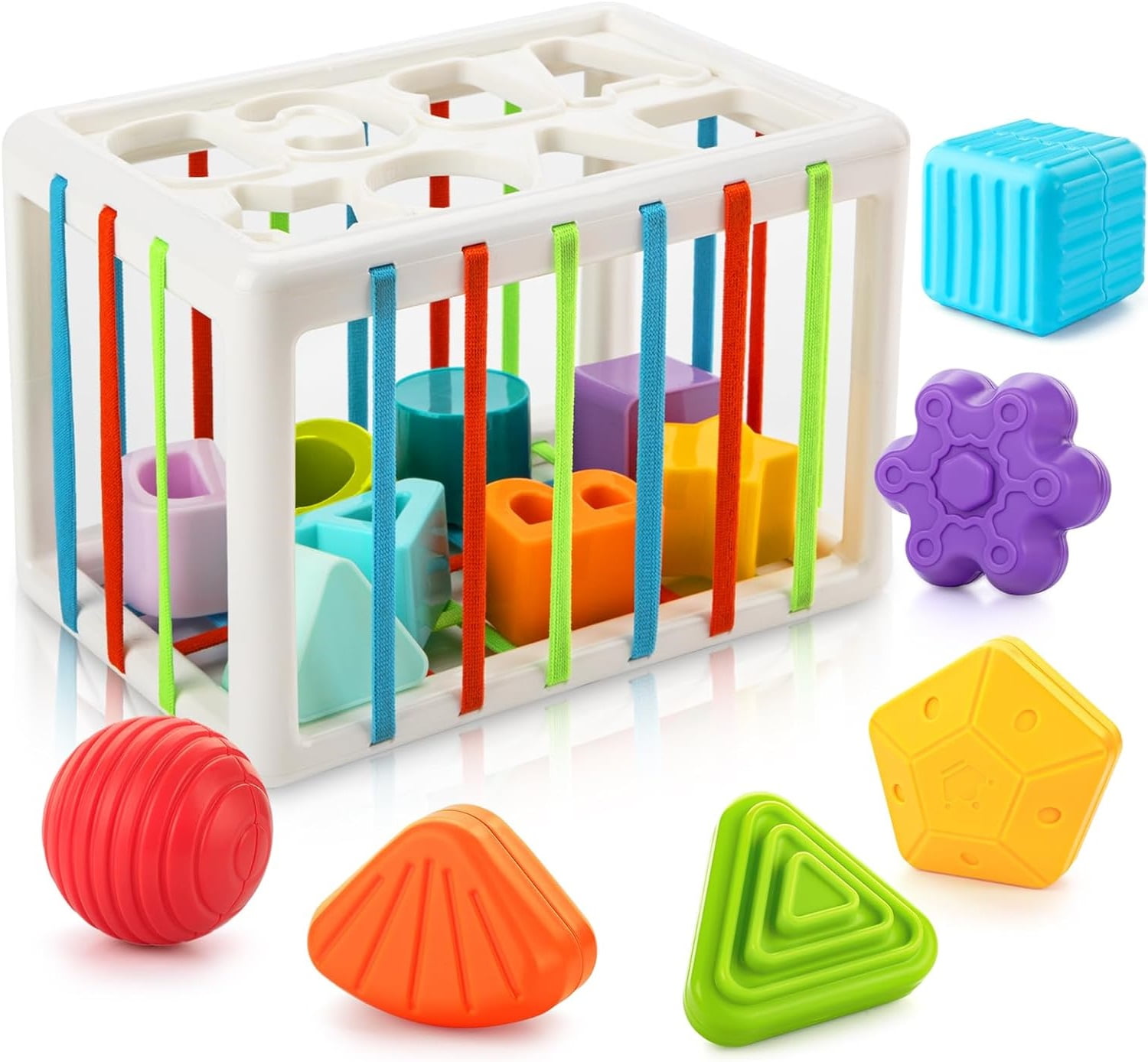 Kid Odyssey Baby Sensory Shape Sorter Toy Activity Cube Bins