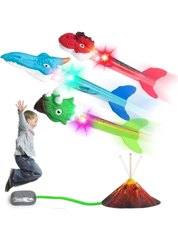 Kid Odyssey Dino Blasters, Rocket Launcher with LED Lights for Kids - Launch up to 100 ft. Outdoor Toys, Family Fun, Dinosaur Toy, Birthday Gift for Boys & Girls Age 3, 4, 5, 6, 7, 8 Years Old
