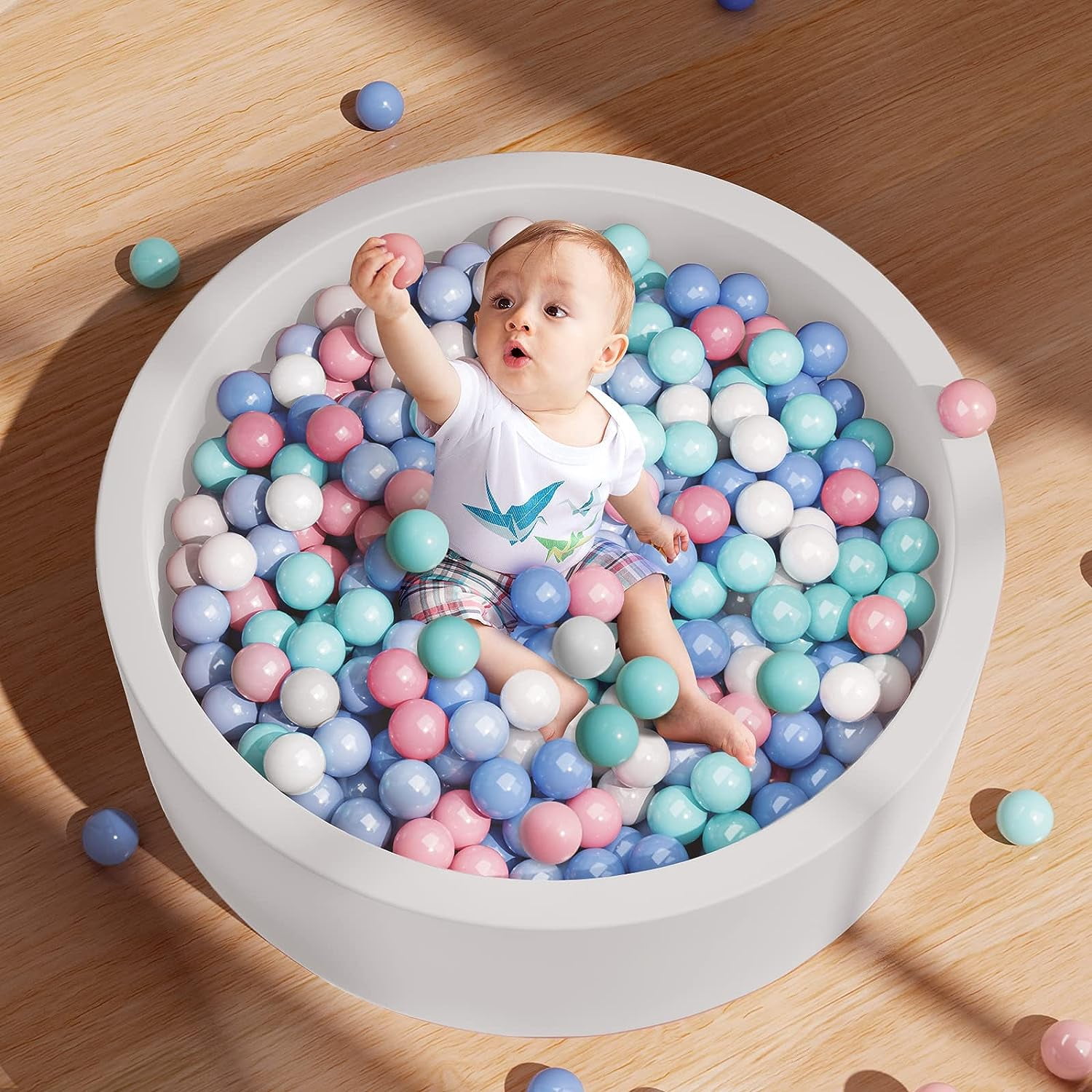 Kid Odyssey Foam Ball Pits for Toddlers 13, Infant Round Soft Milk
