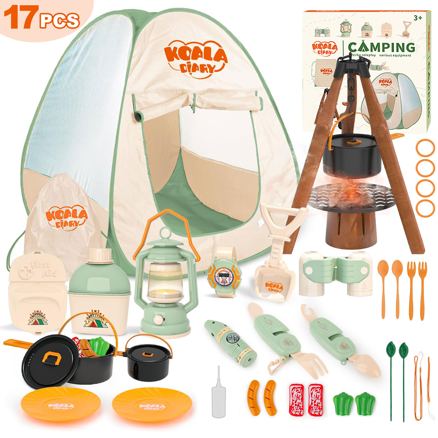 Kid Odyssey Kids Tent Camping Gear, Kids Camping Toys Set with Play Tent, Kids Playhouse Camping
