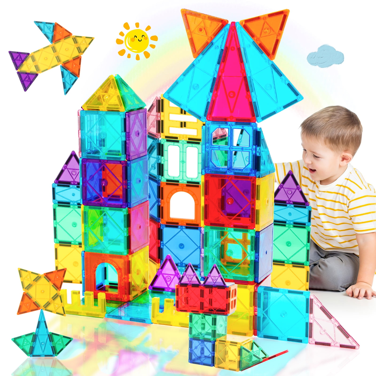 Magna-Tiles Clear Colors 48-Piece Deluxe Set – Growing Tree Toys