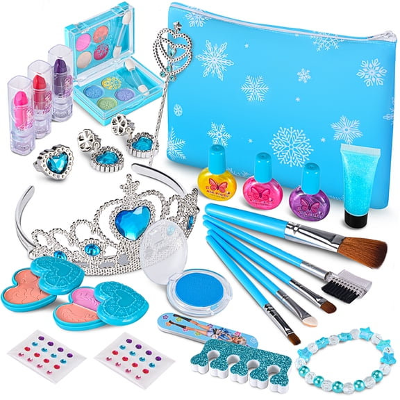 Kid Odyssey Pretend Makeup for Toddlers, 27Pcs Kids Makeup Kit for Girl, Play Makeup for Little Girls, Toddler Makeup Kit with Bag for Girls Age 3 4 5 6 7 8 Christmas Birthday Gift (Fake Makeup)