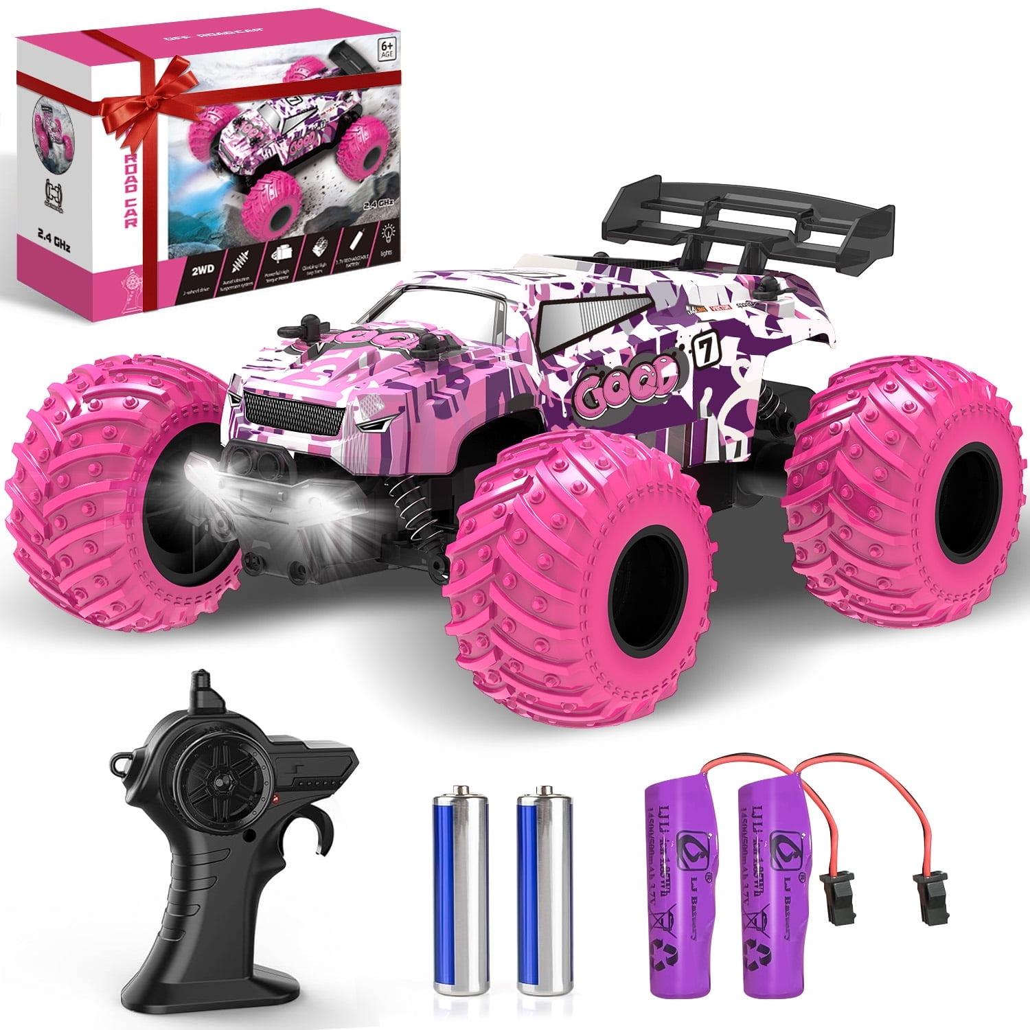 Kid Odyssey Remote Control Car, 1:18 Scale All Terrain RC Cars, 2WD 20Km/h with Colorful LED Light and 2 Rechargeable Batteries, Remote Control Kid Odyssey Remote Control Car, 1:18 Scale All Terrain RC Cars, 2WD 20Km/h with Colorful LED Light and 2 Rechargeable Batteries, Remote Control
