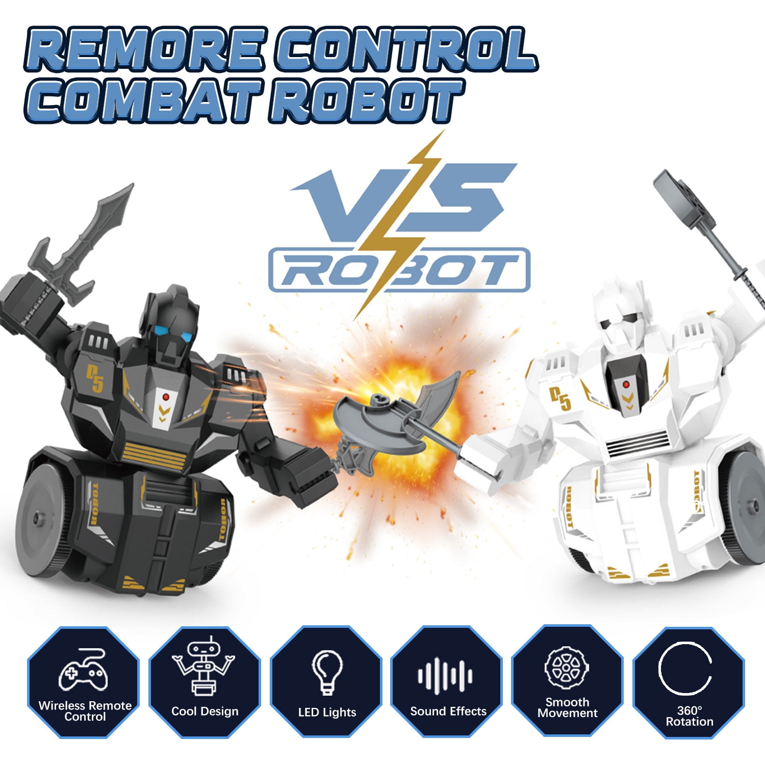 Kid Odyssey Remote Control Robot Combat Set 2 Player Remote Control Battle Robots Toys for Kids Family Parent child LED Lights Sound Effects Electronic Fighting Game with Wireless Controllers Walmart