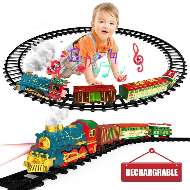 Kid Odyssey Train Set for Christmas Tree Electric Train Track Set Around Christmas Tree for Kids with Steam Lights Sound Christmas Stocking