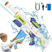 Kid Odyssey Water Gun for Kids, Electric Manual 2-in-1 Water Gun, Up to 32 FT Long Range, 500cc High Capacity Squirt Guns Super Water Blaster, Summer Beach Pool Backyard Outdoor Toys for Adult Kids 6