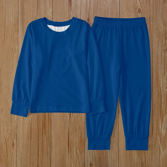 Kid Pajamas Set Solid Crewneck Top Trousers Casual Pajamas Set Boys Pajamas 4-5 Years