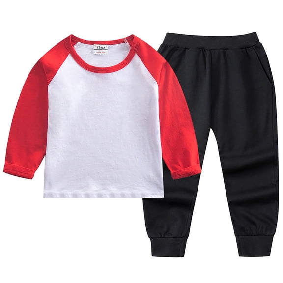 Kid Pajamas Set Splice Crewneck Top Trousers Summer Girls Outfits Set Toddler Boy Clothes 5-6 Years