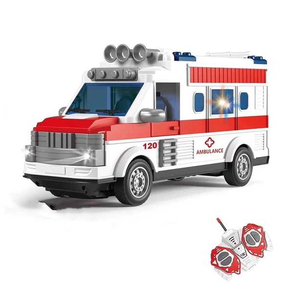 Kid Play Ambulance Toy with Lights Powered Emergency & Rescue Vehicle Set Doors That Open