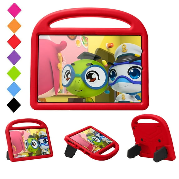 Kid-Proof Case for Fire HD 10 & Fire HD 10 Plus Tablet(11th Generation, 2021 Release) Case with Screen Protector, Allytech Light Weight Shockproof Kickstand Protective Child-Friendly Cover, Red