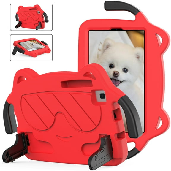 Kid-Proof Case for Samsung Galaxy Tab A7 Lite 8.7 inch SM-T220/T225/SM-T227, EVA Hard PC Durable Shockproof Protective Cover with Handle Stand for Kids for Galaxy Tab A7 Lite 2021, Red