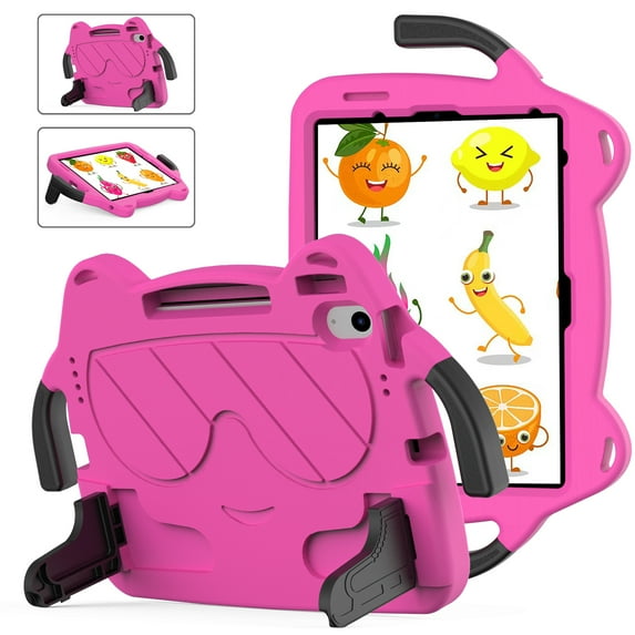 Kid-Proof Case for iPad 10th Gen 10.9" 2022, EVA Hard PC Durable Shockproof Heavy Duty Protective Rugged Multi-viewing Stand Case Cover with Handle for iPad 10th Generation, Rose
