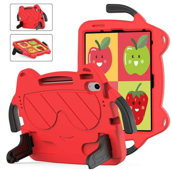 Kid-Proof Case for iPad 10th Gen 10.9" 2022, EVA Hard PC Durable Shockproof Heavy Duty Protective Rugged Multi-viewing Stand Case Cover with Handle for iPad 10th Generation, Red