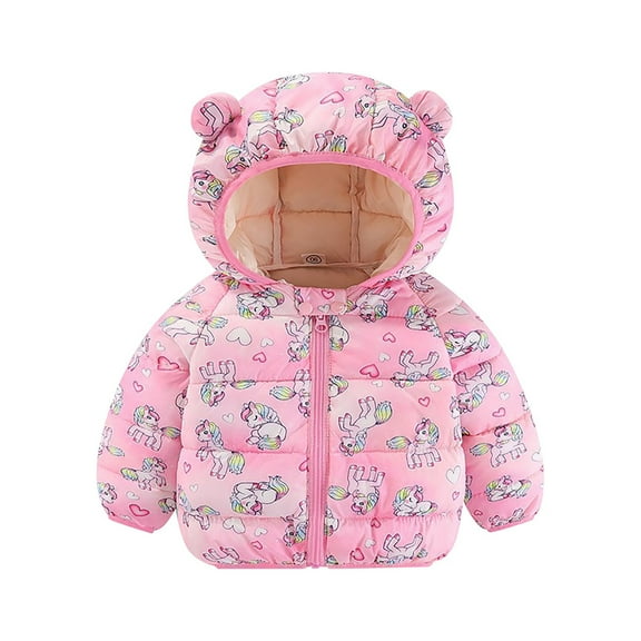 Kid Puffer Coat Toddler Winter Coat Cute Bear Hooded Jacket Zipper Windproof Jacket Outwear for Baby Boys Warm Outerwear Baby Clothes 12-18 Months