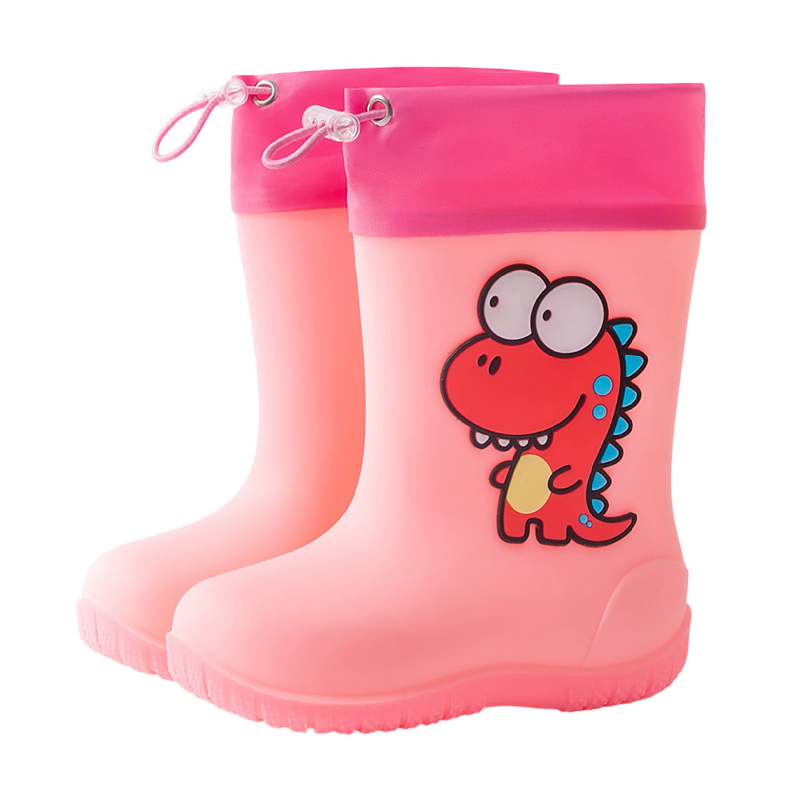 Kid Rain Boots Children Elastic Lightweight Rain Boots Textured Soles Non Waterproof Puddle Boots Rain Boots Toddler Boy Pink 2.5 Years-3 Years