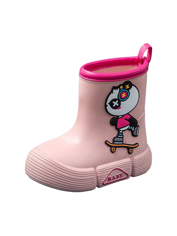 Kid Rain Boots Size 6 Kids Waterproof Neon Rain Boots with Pull-On Handles and Traction Outsole botas de lluvia para niñas rojas Toddler Boots for Boys