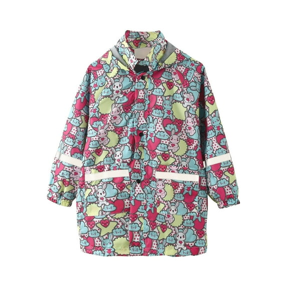 Kid Rain Jacket Outdoor Waterproof Jackets Boys Girls Lightweight Windbreaker Breathable Raincoat with Hoodes Mesh Lining Children's Raincoat Floral Print Outdoor Waterproof Jacket