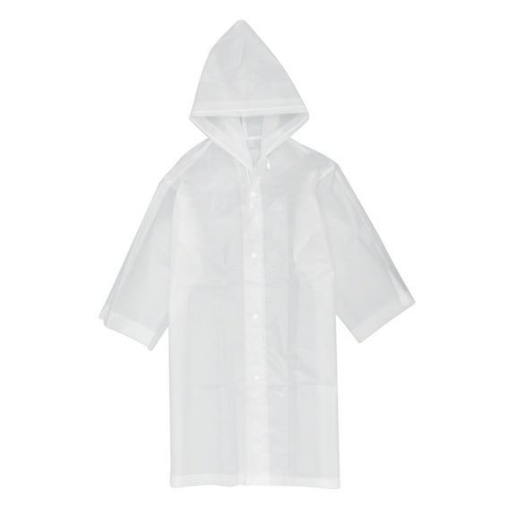 Kid Raincoat Simple EVA Thickened Translucent Raincoat for Girl Kid Child (White)