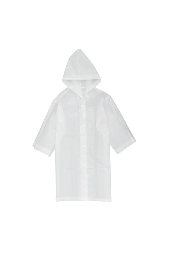 Kid Raincoat Simple EVA Thickened Translucent Raincoat for Girl Kid Child (White)