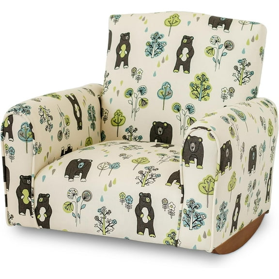 Kid Rocking Chair for Toddlers, Child Chair for Little Kids, Upholstered Toddler Armchair for Children,  and Cute Little Kid Chairs (Rockers, Bears & Trees Print)