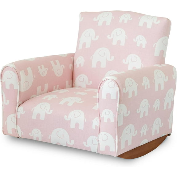 Kid Rocking Chair for Toddlers, Child Chair for Little Kids, Upholstered Toddler Armchair for Children,  and Cute Little Kid Chairs (Rockers, Pink Elephants Print)