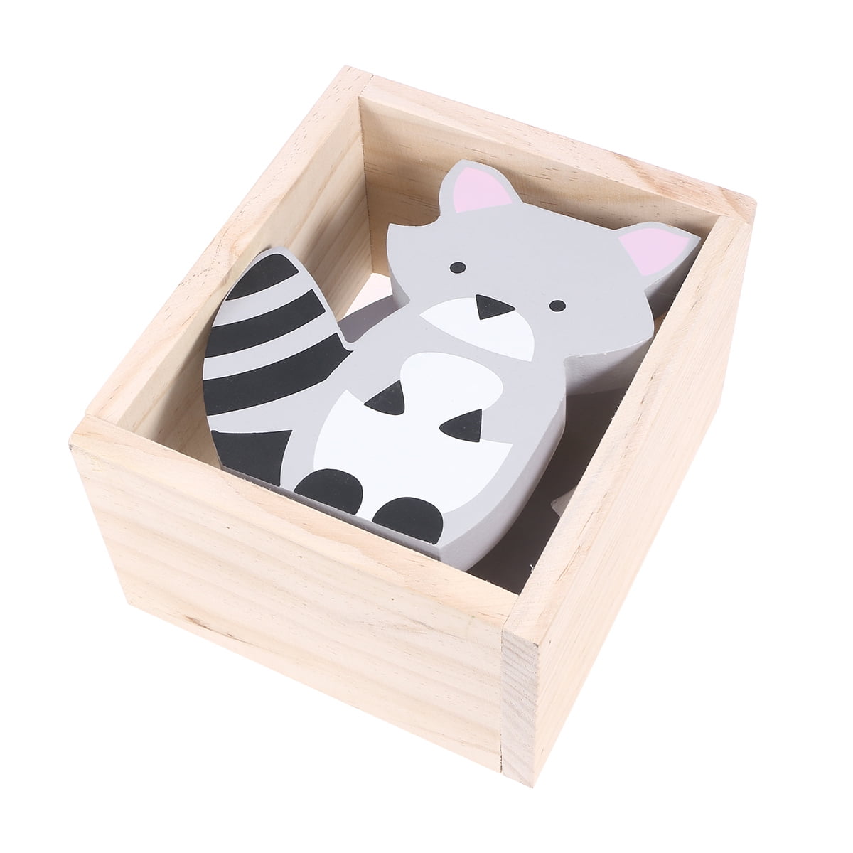 Kid Room Decor Raccoon Shaped Bookends Wood Desk Topper Natural Home