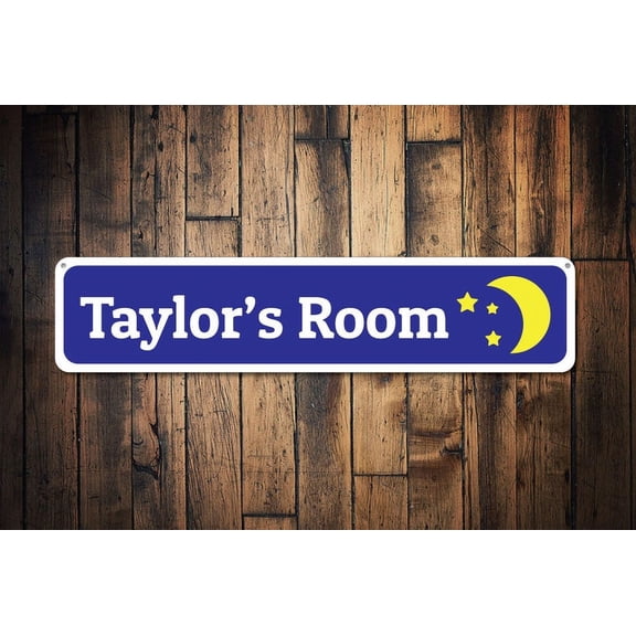 Kid Room Sign Moon & Stars Sign Kids Room Decor Child Name Sign Custom Kid Sign Custom Decor - Room Signs - Size: 16 x 4 Inches