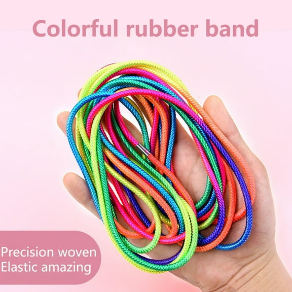 Kid Rubber Band Vibrant Color Wear-resistant Extra-Long High Elasticity Metal Buckle Design Entertainment Rubber Jump Rope Family Cooperation Educational Toy for School