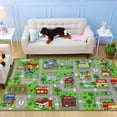 thumbnail image 1 of Kid Rug Carpet Green Car Road City Life Traffic Road Kids  Carpet Playmat Non Slip Washable City Map Track Carpet  Area Rug for Kids Room Bedroom and Classroom,2'7" x 5', 1 of 7