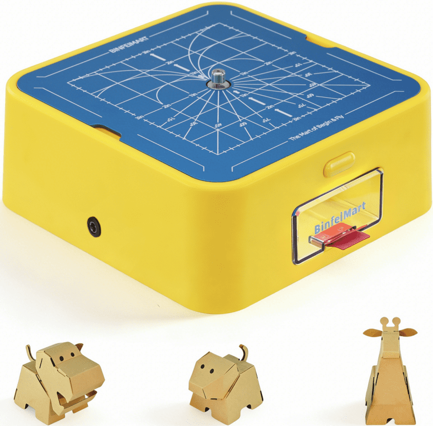 Kid-Safe Cardboard Cutting Toy for Ages 4+ | STEM Educational Electric Craft Tool with Lighted Scrap Drawer & Durable Aluminum Panel