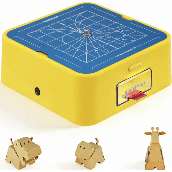 Kid-Safe Cardboard Cutting Toy for Ages 4+ | STEM Educational Electric Craft Tool with Lighted Scrap Drawer & Durable Aluminum Panel
