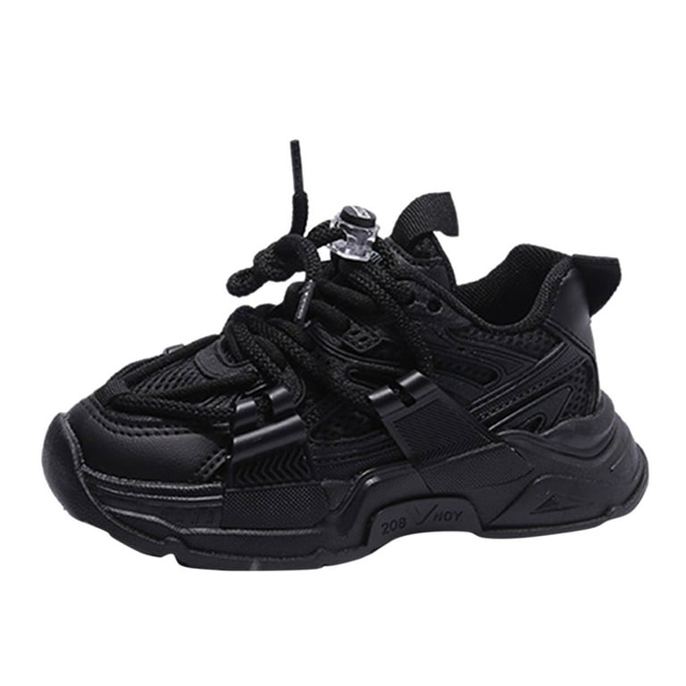 Kid Shoe Laces No Tie Black Fashion Spring Summer Children Sports Boys Run Shoes Flat Light Mesh Breathable Comfortable Solid Color Simple Style Girls Shoes Size 2 Wide Baby Shoe Socks Black
