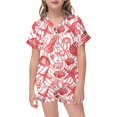 thumbnail image 1 of Kid Silk Pajamas Girls Cartoon Button Down Homewear Set Toddler Sleepwears Cute Pajamas For Girls 8-9 Years, 1 of 4