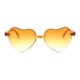 thumbnail image 1 of Kid Size Girls Rimless Heart Shape Plastic Retro Sunglasses Orange, 1 of 4
