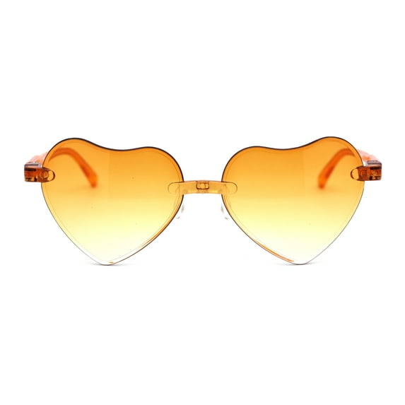 Kid Size Girls Rimless Heart Shape Plastic Retro Sunglasses Orange