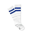 thumbnail image 1 of Kid Size White Knee High Socks with Various Colored Stripes (White with Royal Blue Stripes), 1 of 4