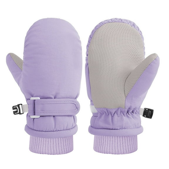 Kid Snow Gloves Warm Lined Kids Gloves Waterproof Outdoor Ski Gloves for Ages 4-12 Years Girls