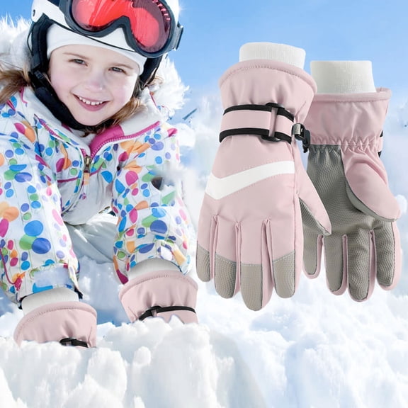 Kid Snow Mittens Thermal Warm Lined Waterproof Gloves Kids Cold Weather Ski Gloves for Girls