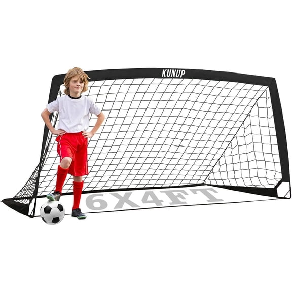 Kid Soccer Goal for Backyard 6x4FT Large Portable Soccer Net Folding Practice Training Equipment with Carrying Bag for Outdoor Black