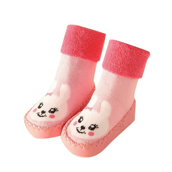 Kid Socks Toddlers Baby Boy Girls Indoor Shoes Antislip Socks Booties Floor Ankle Non Socks Pink 11(0-6 Months)