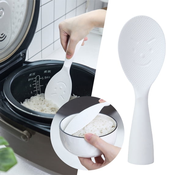 Kid Spoons Standing Rice Serving Rice Spoon Plastic Creative Non Stick Face Scoop Household Kitchen Tools White