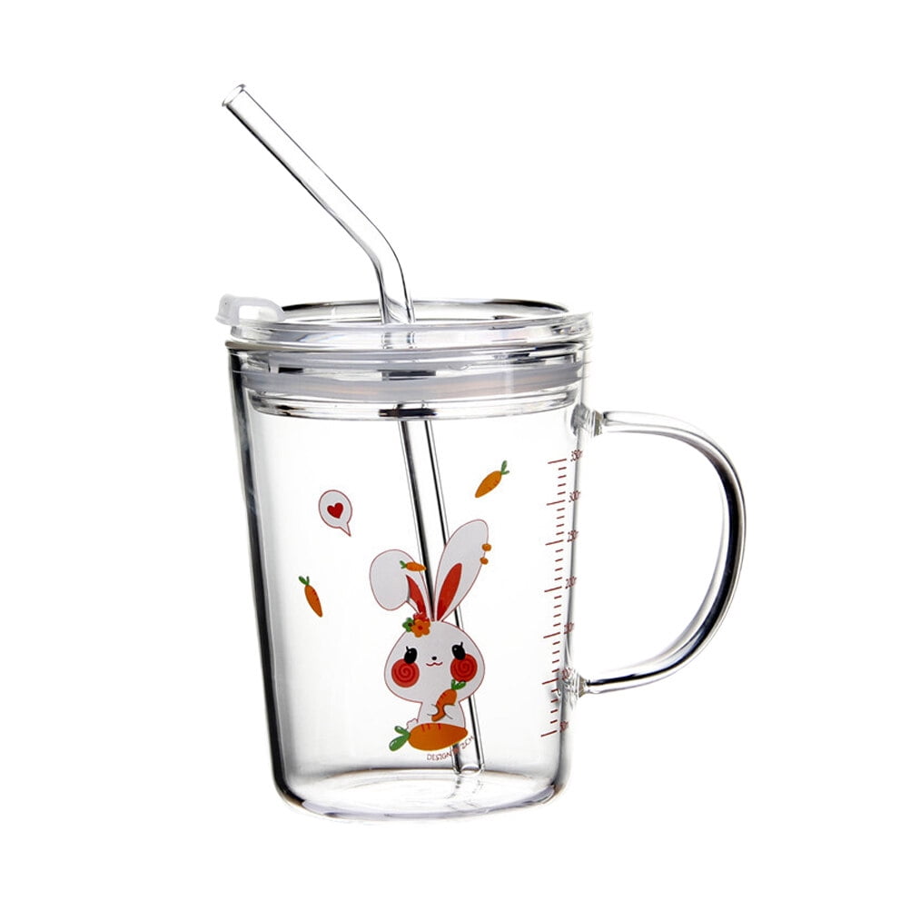 Kid Straw Water Cup High Borosilicate Heatproof Glass Cover Straw Water