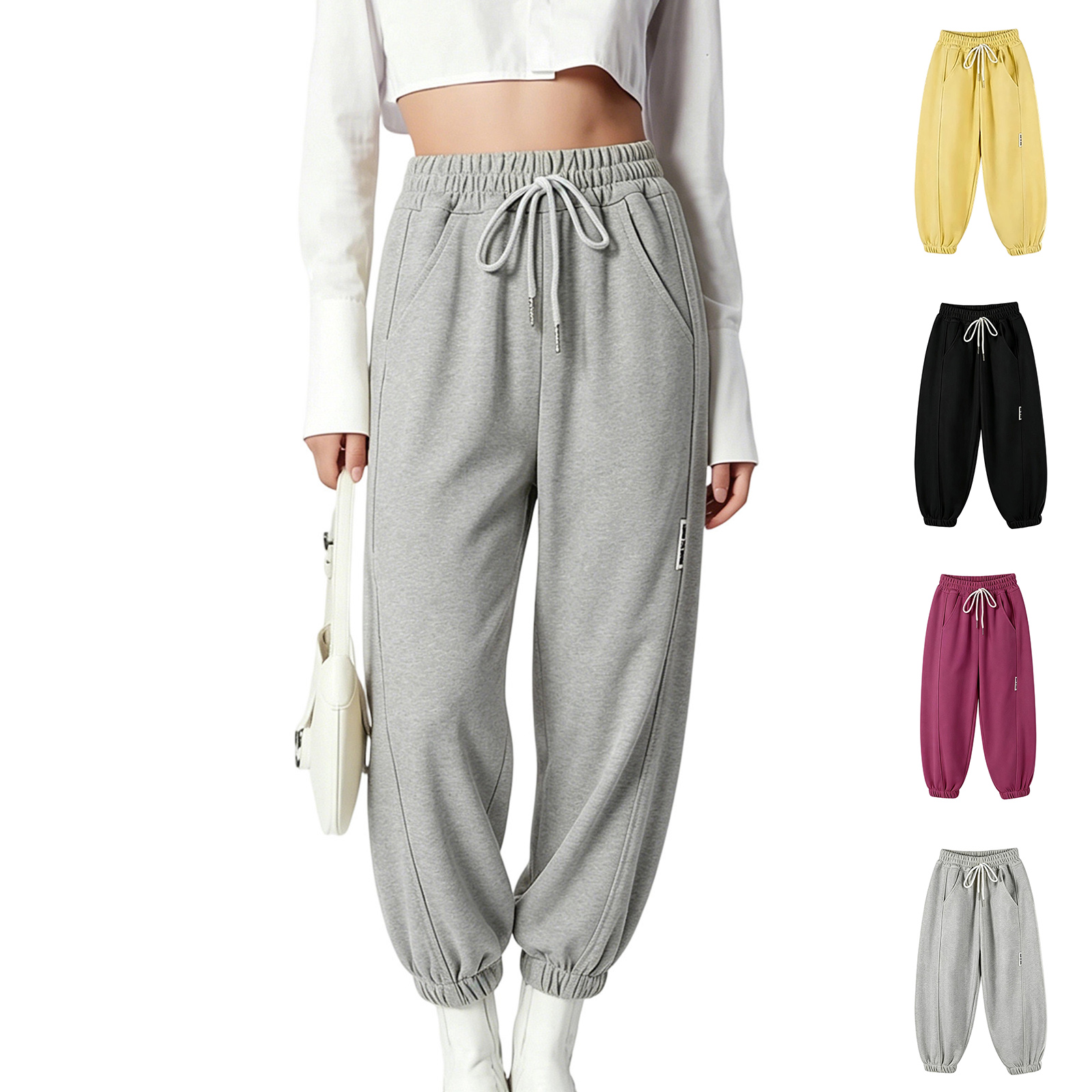 Kid Sweatpants Elastic Waist Casual Trousers Joggers Girls Athletic Pants Girls Grey Pants School Clothes 7-8 Years