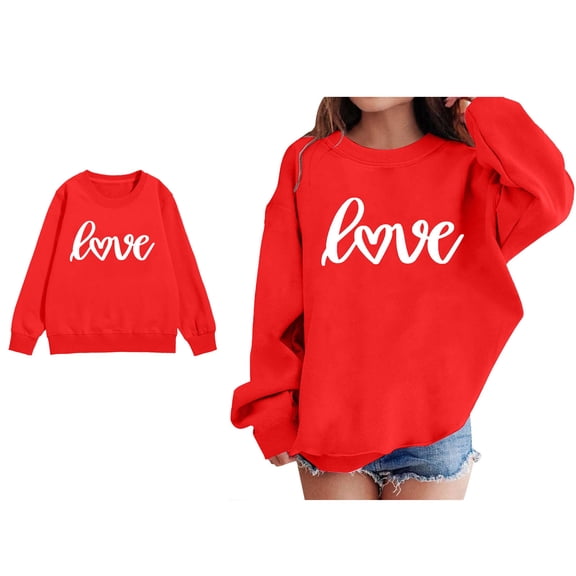 Kid Sweatshirt Valentine Sweatshirt Long Sleeve Love Letter Print Sweatshirt Crewneck Pullover Sweatshirt Girl Clothes 4-5 Years