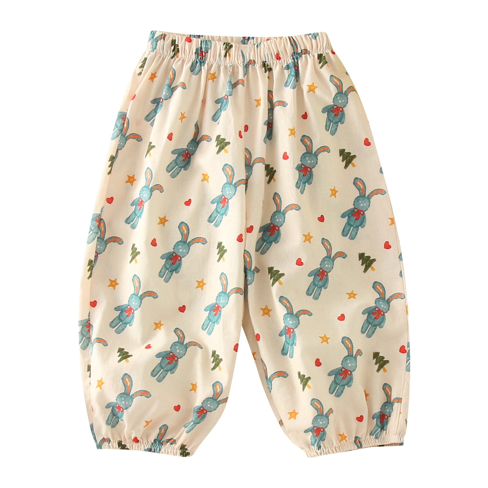 Kid Toddler Girl Boy Cute Pants Cotton Pull On Cartoon Print Basic Long