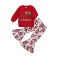 thumbnail image 1 of Kid Toddler Girls Pants Clothing Set, 6 12 18 24 Months 2T 3T 4T 5T Tree Print Long Sleeve Sweatshirt with Flare Pants Christmas Outfit, 1 of 9